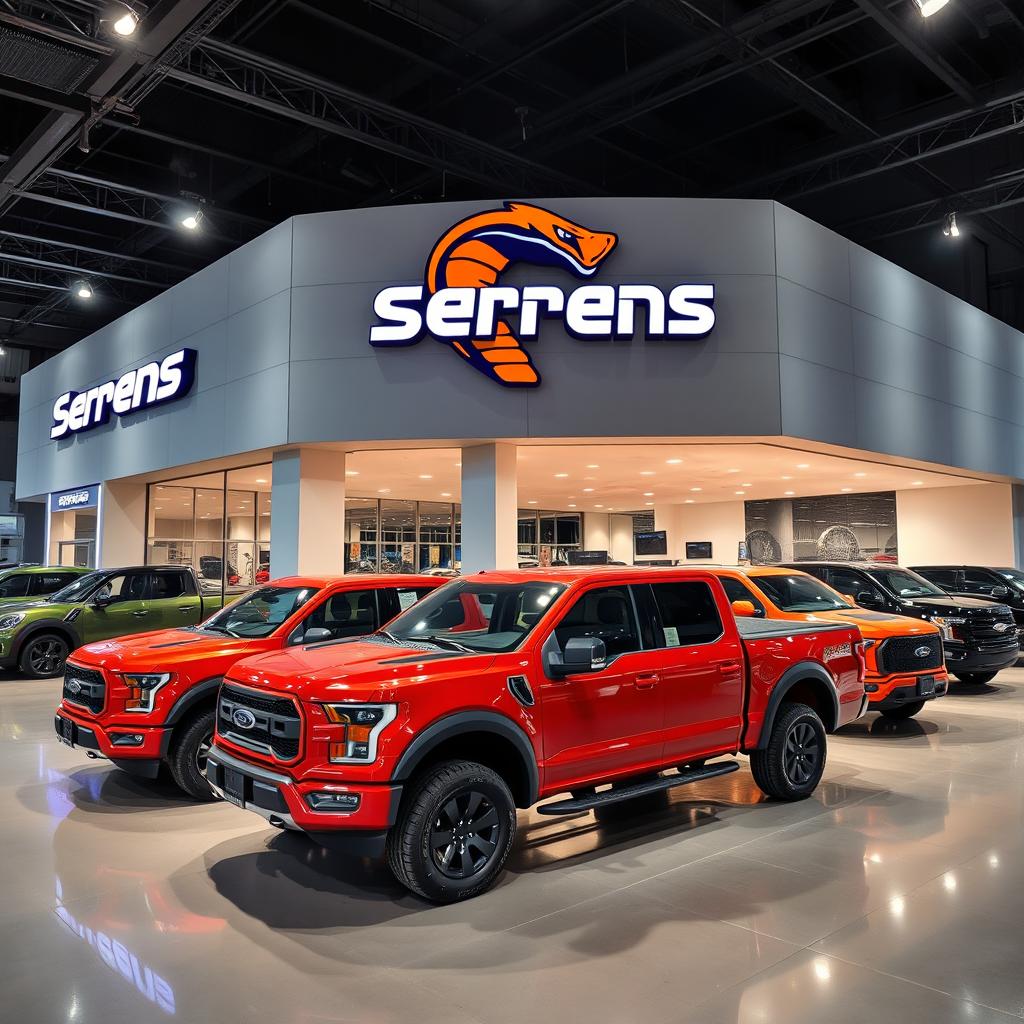 A dynamic pickup truck company named 'Serpens,' specializing in high-quality, durable trucks