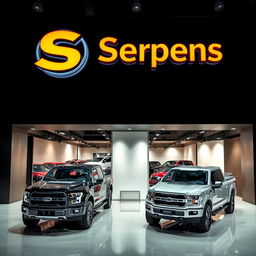 A dynamic pickup truck company named 'Serpens,' specializing in high-quality, durable trucks