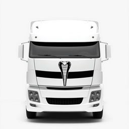 Uma camionete com um design minimalista, apresentando um emblema de cobra estilizado e moderno na parte frontal