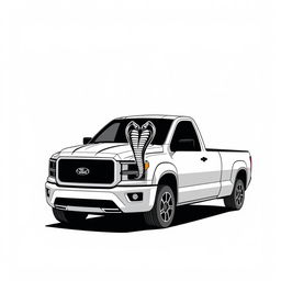 A minimalist design of a pickup truck showcasing a striking cobra emblem on the front