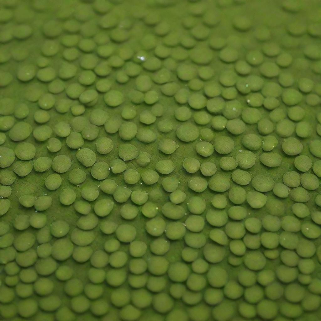 A detailed image of the world's shortest flower, the Duckweed (Wolffia). With no visible stem or leaves, these tiny blooms float on pond surfaces creating a vibrant green carpet, showcasing nature's ability to be extravagant at any scale.