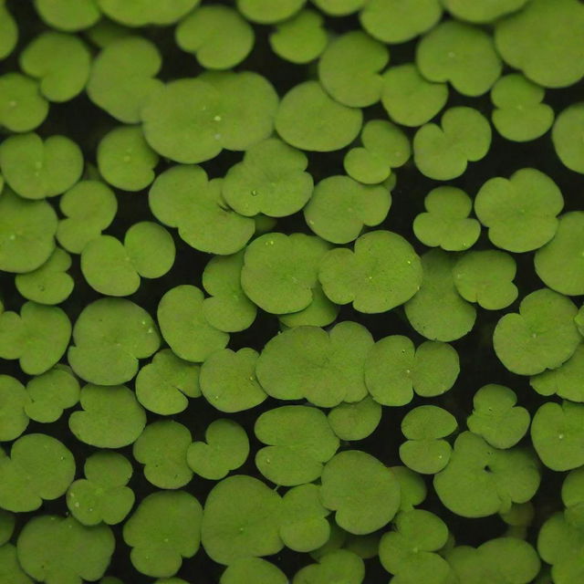 A detailed image of the world's shortest flower, the Duckweed (Wolffia). With no visible stem or leaves, these tiny blooms float on pond surfaces creating a vibrant green carpet, showcasing nature's ability to be extravagant at any scale.