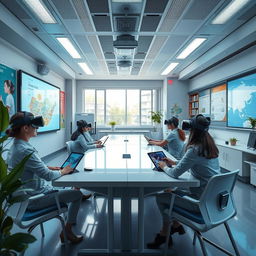 A futuristic smart classroom environment seamlessly integrating IoT technology