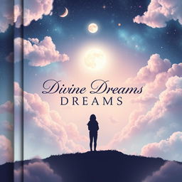 A captivating book cover design featuring the title 'Divine Dreams' prominently displayed in elegant, dreamy font at the center