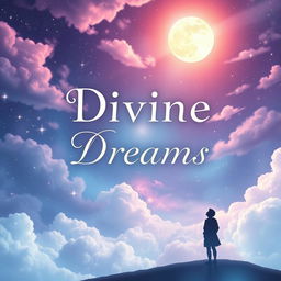 A captivating book cover design featuring the title 'Divine Dreams' prominently displayed in elegant, dreamy font at the center