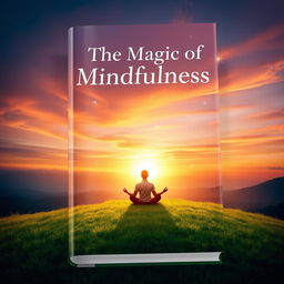 A captivating book cover for 'The Magic of Mindfulness', featuring a serene and mystical landscape