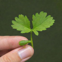 An image comparing the world's shortest flower, the Duckweed (Wolffia), alongside a human finger for scale. The minute size of the flower, contrasted against a normal-sized finger, highlights the remarkable diversity in nature's spectrum.