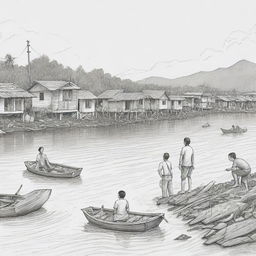 Illustrate a very simple-to-draw editorial cartoon that effectively portrays the prevailing issue related to man-made disasters in the Philippines.