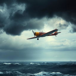 A dramatic and captivating scene depicting the mysterious disappearance of Amelia Earhart