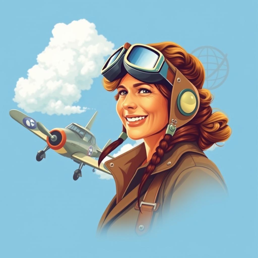 A striking thumbnail design featuring Amelia Earhart, capturing her iconic look