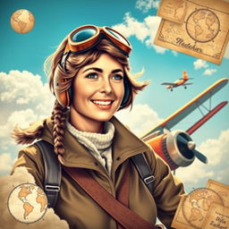 A striking thumbnail design featuring Amelia Earhart, capturing her iconic look