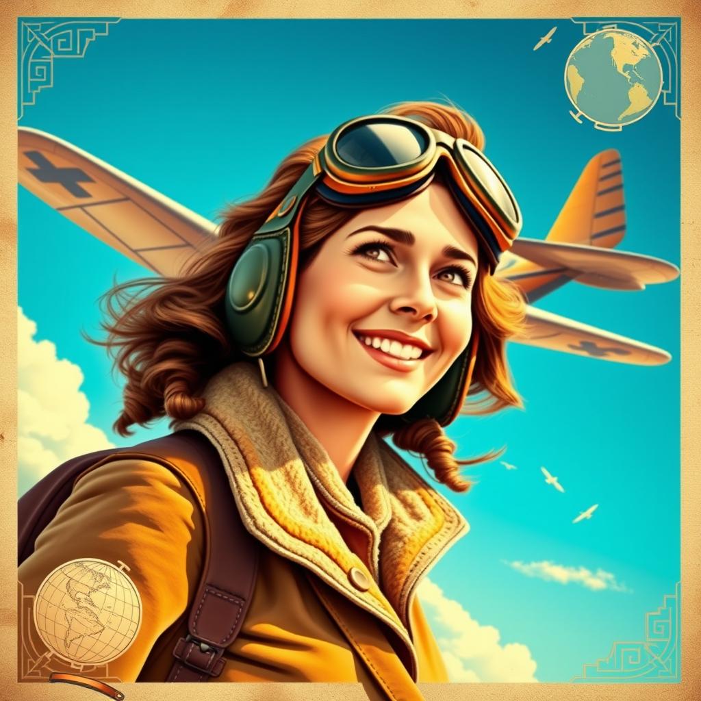 A striking thumbnail design featuring Amelia Earhart, capturing her iconic look