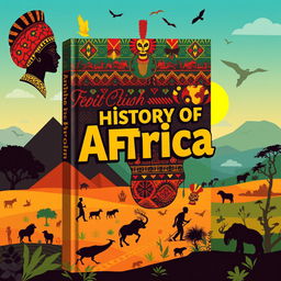 A captivating book cover design that depicts the rich and diverse history of Africa, tailored for a teenage audience