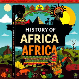 A captivating book cover design that depicts the rich and diverse history of Africa, tailored for a teenage audience