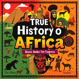 A vibrant book cover design focused on the true history of Africa, specifically for a teenage audience