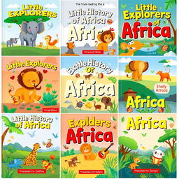 A series of vibrant and playful book covers intended for babies that explore the true history of Africa