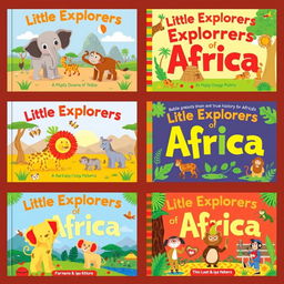 A series of vibrant and playful book covers intended for babies that explore the true history of Africa