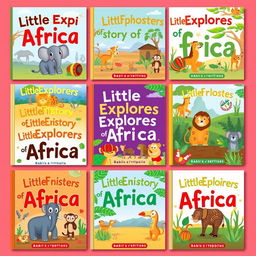 A series of vibrant and playful book covers intended for babies that explore the true history of Africa