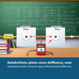 A detailed physics diagram illustrating the concept of electric potential difference (voltage)