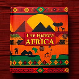 Cover design for a book titled 'The True History of Africa' in Menga style, featuring rich, vibrant colors and intricate patterns that reflect the diverse cultures of Africa