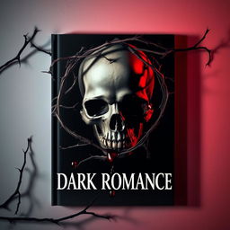 A captivating cover design for a dark romance book, featuring a prominent skull in the background, symbolizing mystery and allure