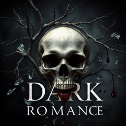 A striking cover for an untitled dark romance book, featuring a prominent skull in the background that sets a haunting tone