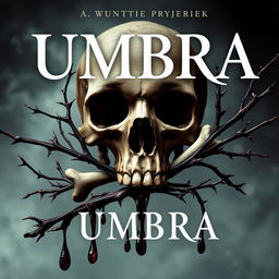 An intriguing cover for the book titled 'UMBRA', featuring a prominent skull in the background that evokes a sense of mystery