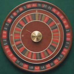 Visualize a decision-making concept where monetary values are assigned to uncertain outcomes. Picture a roulette wheel with different sectors, each representing distinct monetary values and the spinning arrow indicating the risk factor.