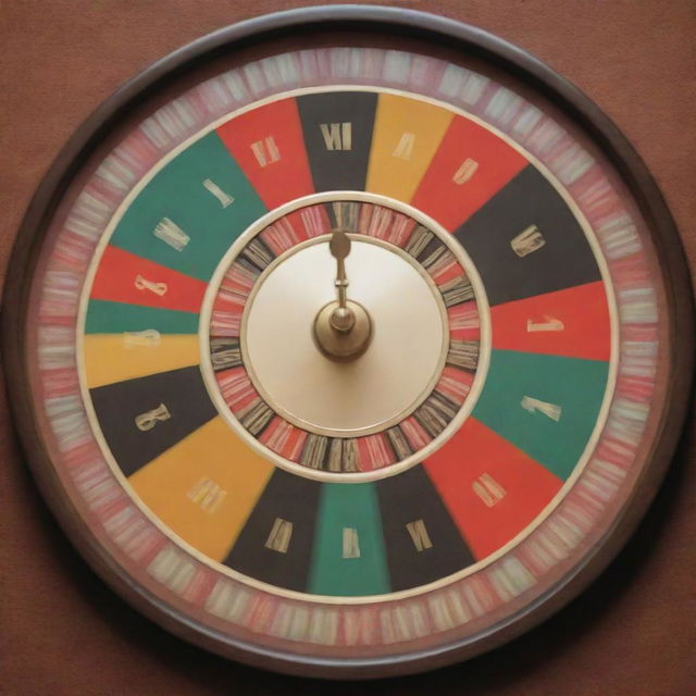 Visualize a decision-making concept where monetary values are assigned to uncertain outcomes. Picture a roulette wheel with different sectors, each representing distinct monetary values and the spinning arrow indicating the risk factor.