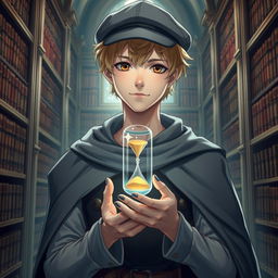 A young male mage, approximately 25 years old, with short blonde hair and expressive brown eyes