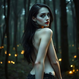 An ultra-realistic gothic sexy girl with flawlessly pale white skin and sultry, sexy makeup that enhances her captivating features