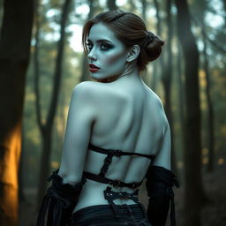 An ultra-realistic gothic sexy girl with flawlessly pale white skin and sultry, sexy makeup that enhances her captivating features