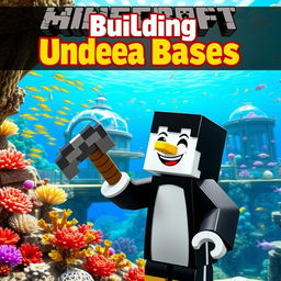 A captivating thumbnail for a Minecraft video focused on 'Building Undersea Bases'