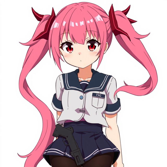 Anime character named Aria with ankle-length pink hair styled in two long pigtails that reach her knees