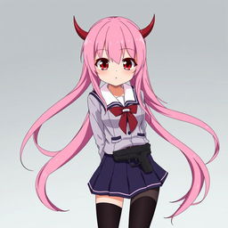 Anime character named Aria with ankle-length pink hair styled in two long pigtails that reach her knees