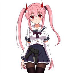 Anime character named Aria with ankle-length pink hair styled in two long pigtails that reach her knees