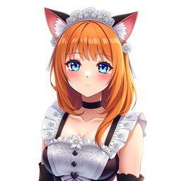 A sexy adult anime girl wearing a stylish maid costume, looking directly at the viewer