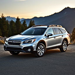 A sleek and modern 2017 Subaru Outback parked in a scenic outdoor location, showcasing its stylish design and rugged capabilities