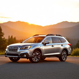 A sleek and modern 2017 Subaru Outback parked in a scenic outdoor location, showcasing its stylish design and rugged capabilities