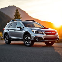 A sleek and modern 2017 Subaru Outback parked in a scenic outdoor location, showcasing its stylish design and rugged capabilities