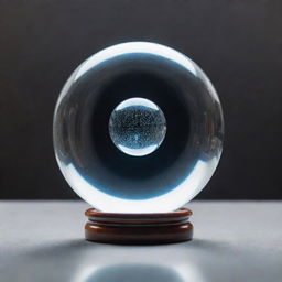 Visualize the identification of possible outcomes differently. Create an image of a crystal ball with various outcomes emerging from it like holographic projections - symbolizing foresight in decision-making.