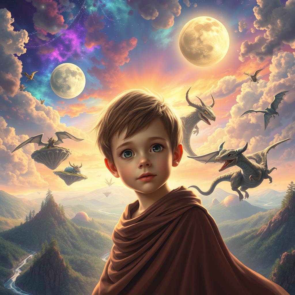 A young boy being saved and guided into a completely different world that connects with other mystical realms