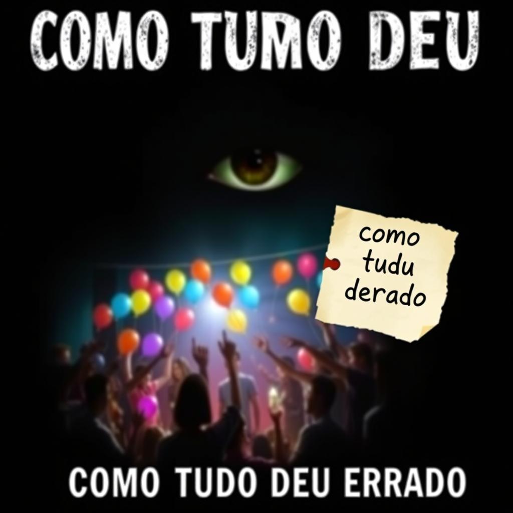 A book cover for 'Como Tudo Deu Errado' featuring a dark, mysterious background setting