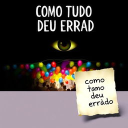 A book cover for 'Como Tudo Deu Errado' featuring a dark, mysterious background setting