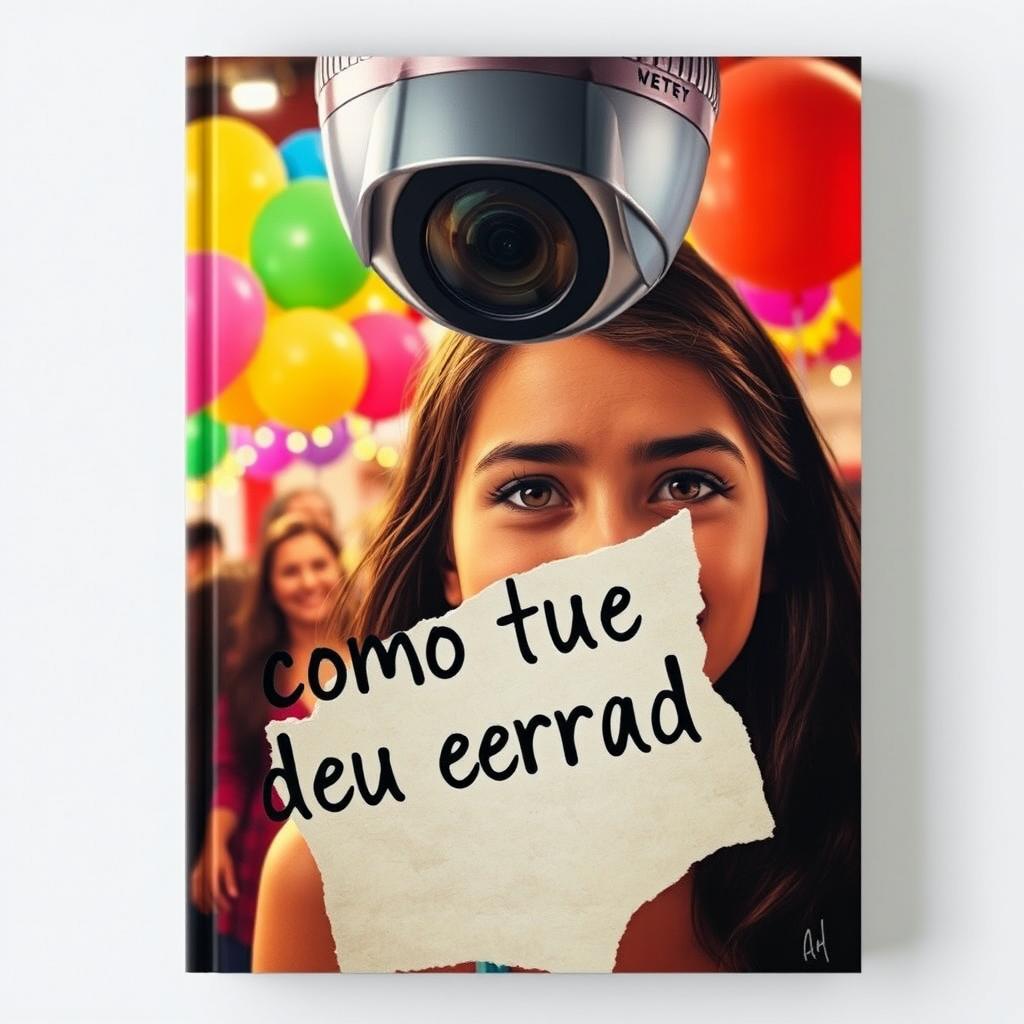 A book cover for 'Como Tudo Deu Errado' featuring a party scene viewed through the lens of a surveillance camera