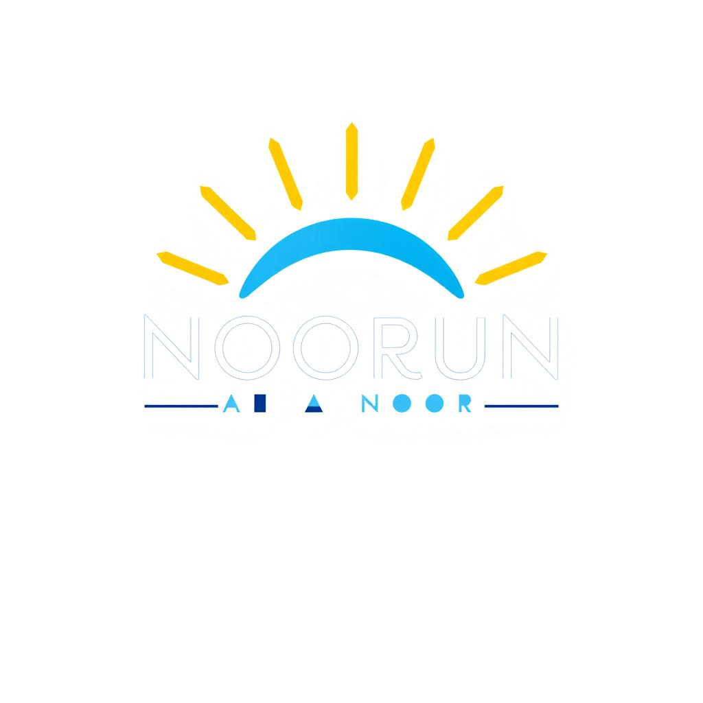 Design a logo for a youth-focused learning and teaching brand named 'NOORUN ALA NOOR'