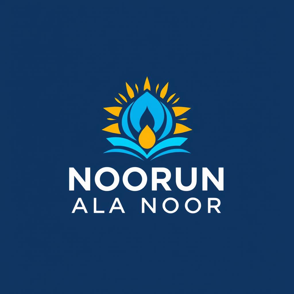 Design a logo for a youth-focused learning and teaching brand named 'NOORUN ALA NOOR'