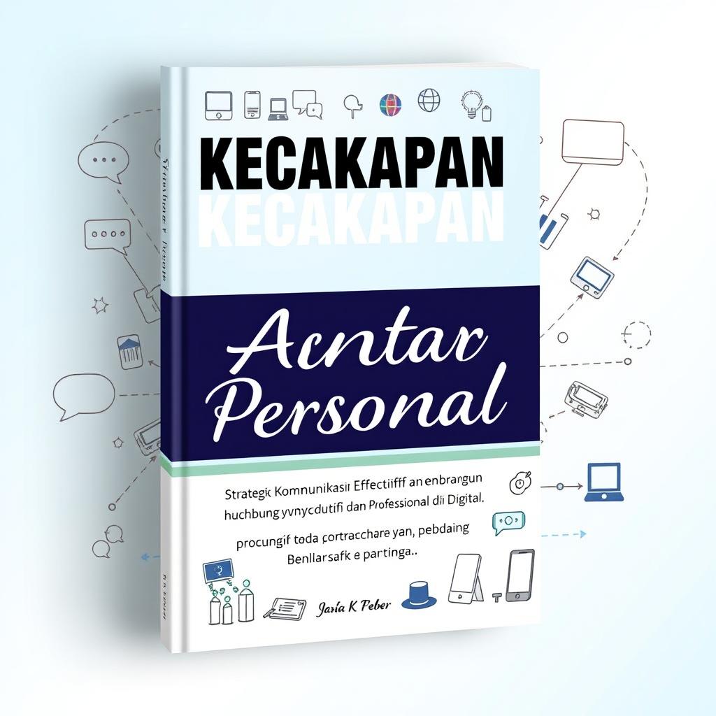 A visually appealing cover design for a book titled 'Kecakapan Antar Personal: Strategi Komunikasi Efektif dan Membangun Hubungan yang Produktif dan Profesional di Era Digital'