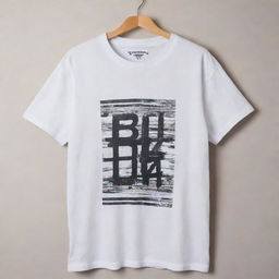 A grime-streaked white t-shirt with 'B H U L A D A Z' boldly displayed over the front. It is decorated with a variety of unique designs contrasting well against the dirty white backdrop.