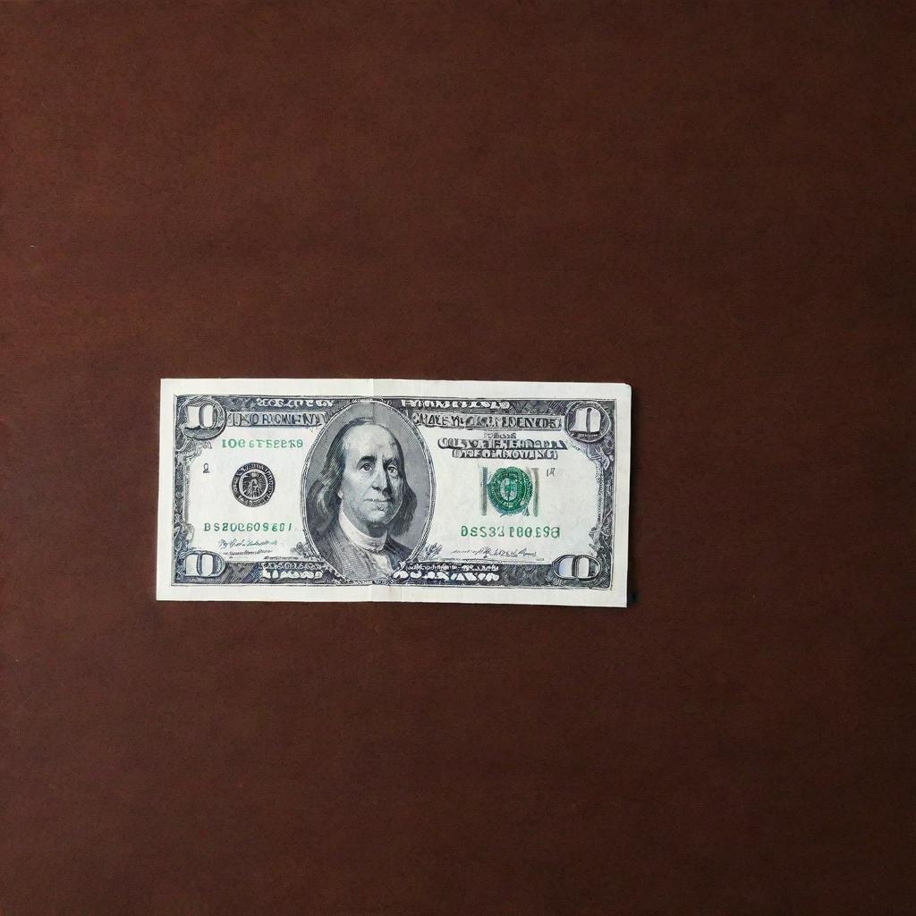 A crisp, clean dollar bill, laid flat against a rich mahogany table.